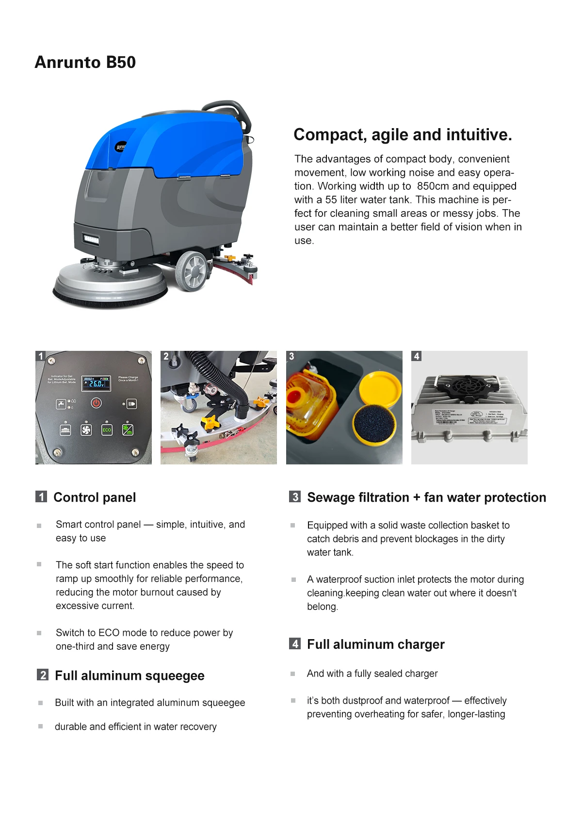 B50 Hand Push Floor Scrubber B50 Walk Behind Floor Scrubber