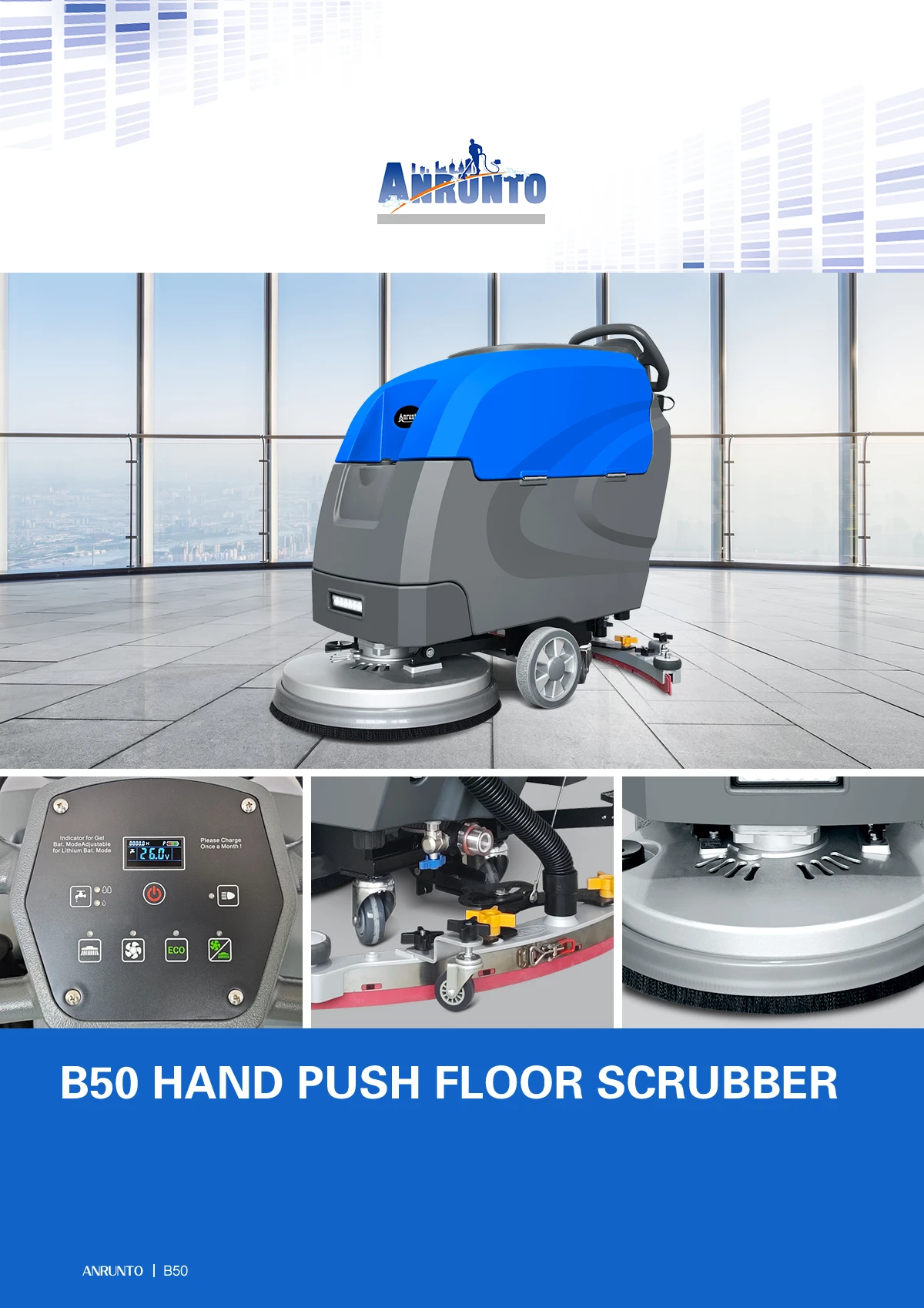 B50 Hand Push Floor Scrubber B50 Walk Behind Floor Scrubber