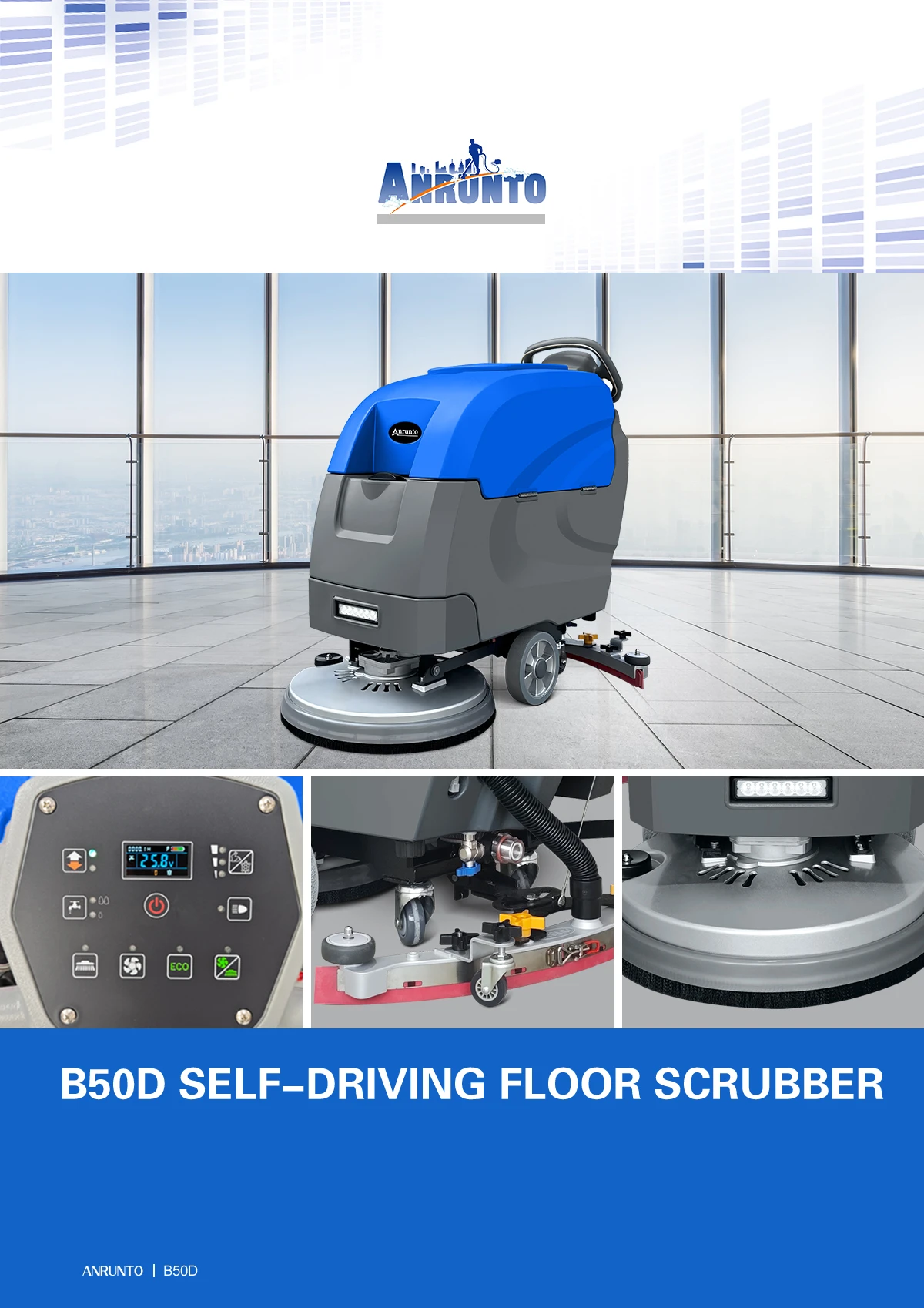 B50D Two Methods For Self-driving Floor Scrubber B50D Self-driving Walk Behind Floor Scrubber