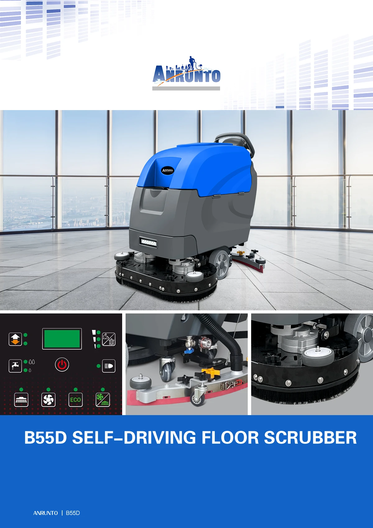 B55D SELF-DRIVING FLOOR SCRUBBER B55D Double Disc Brush Floor Scrubber