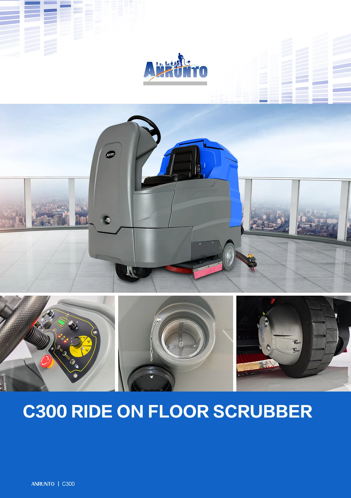 C300 Ride On Floor Scrubber