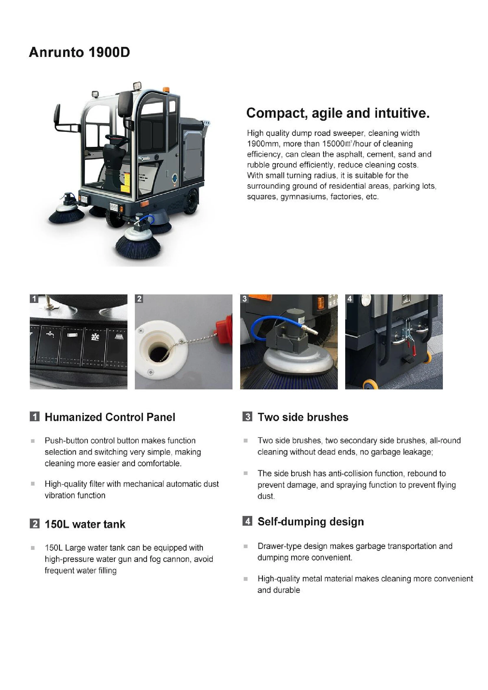 1900D Ride On Floor Sweeper